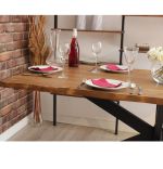 Masa bucatarie  lemn Solid Wood, natural-negru,190x90x75 cm, 30627