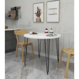 Resigilat:Masa bucatarie rotund texturata, alb-negru,90x90 cm, 40053