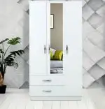 Sifonier cu 3 usi si 2 sertare cu oglinda Homs alb, 90 x 173 x 45 cm