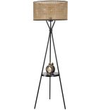 Lampadar cu masuta metal-textil,negru bej, Homs, 158cm