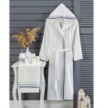 Set halat cu prosop baie cuplu alb,homs,marime M,50004