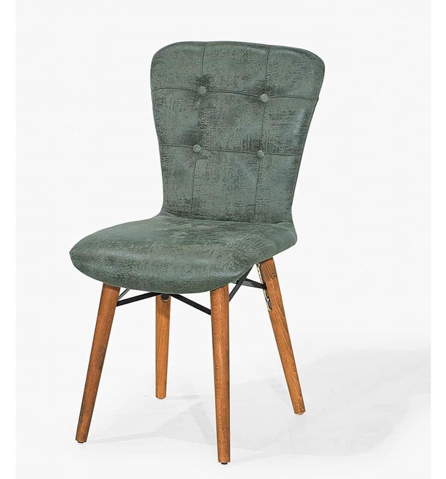 Set masa extensibila cu 6 scaune tapitate Homs cristal  negru-verde 170 x 80 cm