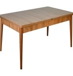 Set masa extensibila cu 6 scaune tapitate Homs cristal  nuc-verde 170 x 80 cm