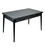 Set masa extensibila cu 6 scaune tapitate Homs cristal  negru-verde 170 x 80 cm
