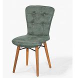 Set masa extensibila cu 6 scaune tapitate Homs cristal  nuc-verde 170 x 80 cm