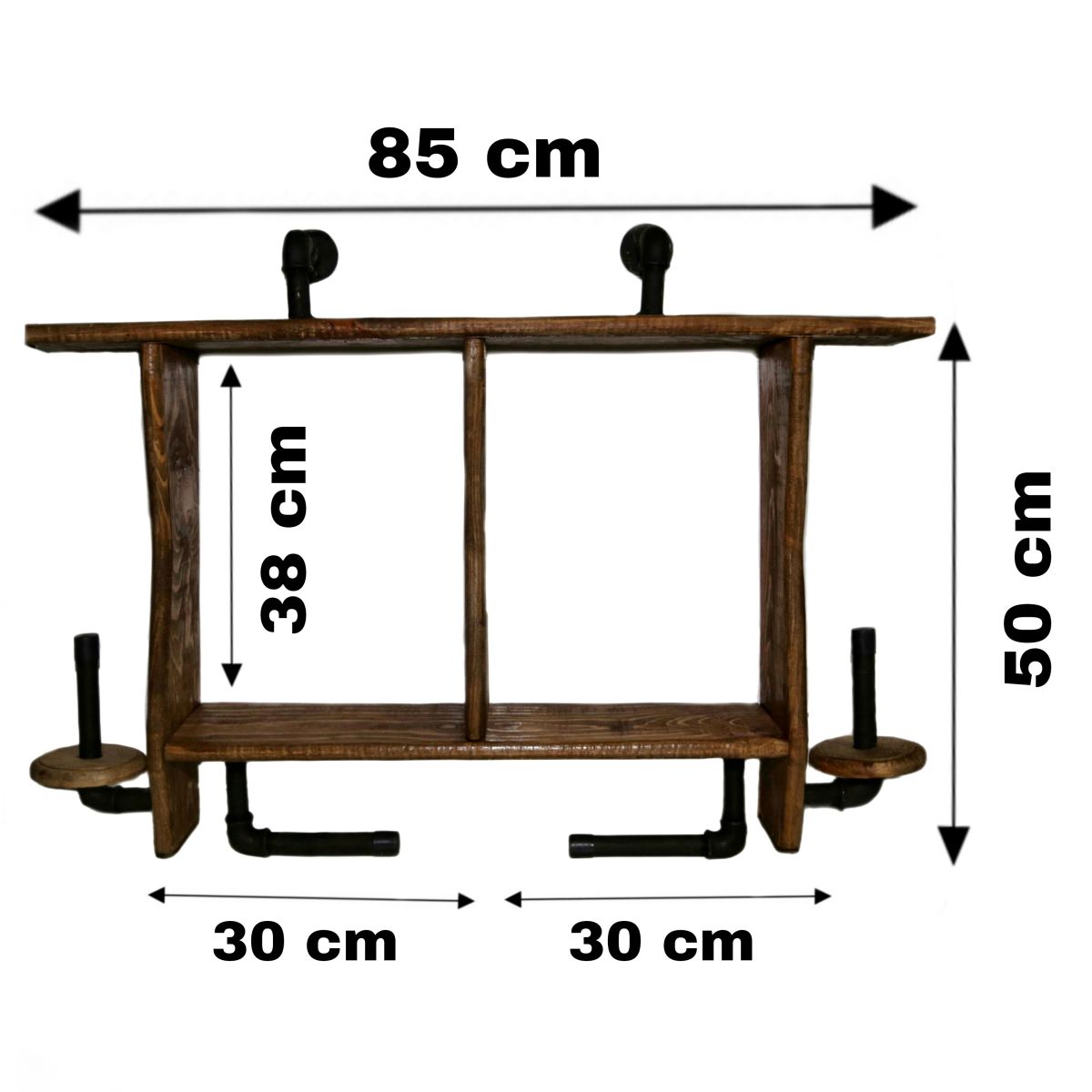 Suport prosop cu raft din lemn-metal Industrial Homs,seria myz 50 x 85 cm,10225