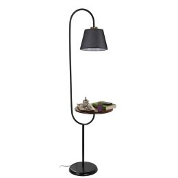 Masuta cu lampadar Decora Homs, negru-nuc, 160 x 38 x 31 cm, metal/lemn,40032