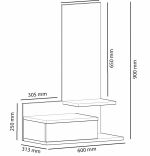 Resigilat:Corp suspendat cu oglinda pentru hol, Rose Homs, 60 x 90 x 31.3 cm, stejar/gri
