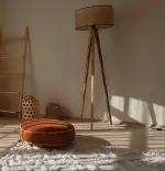 Lampadar corp lemn  textil,nuc- bej, Homs, 153 cm,40006