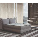 Baza de pat cu tablie si saltea Safir Homs 160x200 cm-gri
