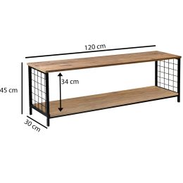 Comoda tv cu picioare metal Homs 120 cm, nuc-negru,W0024