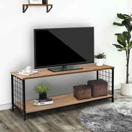 Comoda tv cu picioare metal Homs 120 cm, nuc-negru,W0024