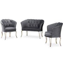 Resigilat:Set canapea Viena 2+1+1Homs textil gri-auriu,30703