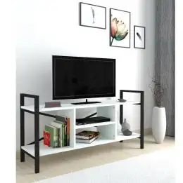Comoda tv cadru metal, Onix Homs, 119 x 59 x 35 cm,alb,W0010