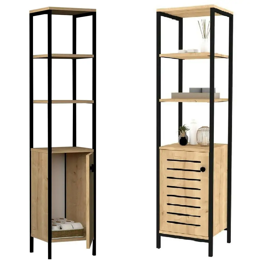 Dulap baie Gala,culoare nuc si negru,162 cm