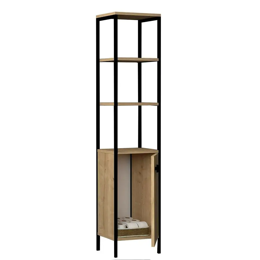 Dulap baie Gala,culoare nuc si negru,162 cm