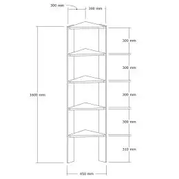 Biblioteca Cordia colt culoare antracit 160cm