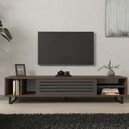 Comoda tv Maira pentru living culoare nuc si antracit 160 cm