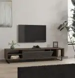 Comoda tv Maira pentru living culoare nuc si antracit 160 cm