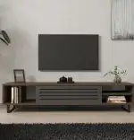 Comoda tv Maira pentru living culoare nuc si antracit 160 cm