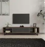 Comoda tv Maira pentru living culoare nuc si antracit 160 cm