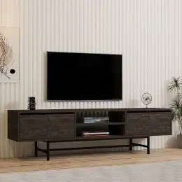 Comoda tv Angelyn pentru living culoare nuc si antracit 180 cm