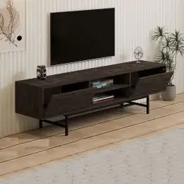 Comoda tv Angelyn pentru living culoare nuc si antracit 180 cm