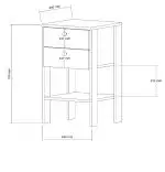 Noptiera Renea cu 2 sertar alb-75 cm