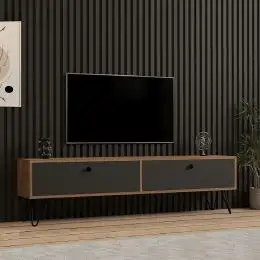 Comoda televizor Side pentru living culoare nuc si negru,160 cm