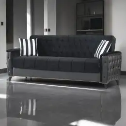 Canapea extensibila cu lada depozitare Lyon Homs negru