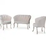 Set fotolii Viena, 2 buc scaun, bej-auriu, picioare metal auriu, Homs