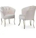 Set fotolii Viena, 2 buc scaun, bej-auriu, picioare metal auriu, Homs