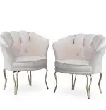 Set fotolii Viena, 2 buc scaun, bej-auriu, picioare metal auriu, Homs