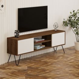 Comoda Tv Eva pentru living  culoare nuc si alb 140 cm