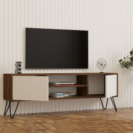 Comoda Tv Eva pentru living  culoare nuc si alb 140 cm