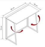 Masa  pliabil cu cadru metalic Homs  seria A660,alb-negru,80 x 50 x 72 cm,W008