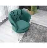 Fotoliu VIena, scaun,verde-auriu, picioare  metal auriu, Homs