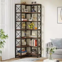 Biblioteca pentru colt din metal si pal melaminat 200x60x60x24 cm