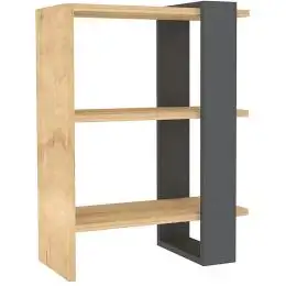 Biblioteca Slow modern culoare stejar si antracit 70 cm