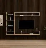 Comoda tv pentru perete cu raft,  culoare nuc si antracit 180 cm