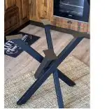 Masa din lemn rotunda si picior de masă din metal,  blat 90 cm
