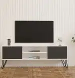 Comoda Tv Hare pentru living culoare alb si antracit,140 cm