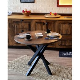 Masa rotunda si picior de masă din metal blat 90 cm