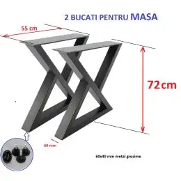 Set picioare pentru  masa din metal, negru,72 cm
