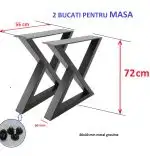 Set picioare pentru  masa din metal, negru,72 cm