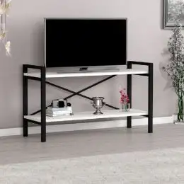 Comoda tv cadru metal, Onix 119x59x35 cm,alb