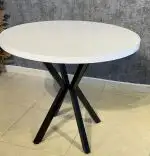 Masa bucatarie mdf rotund culoare alb,R70 X 75 cm