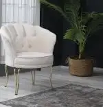 Fotoliu VIiena, scaun,bej-auriu, picioare  metal auriu, Homs
