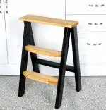 Scara pliabila cu trepte din lemn, culoare lemn natursi negru,70 cm