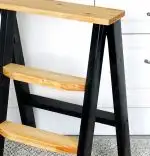 Scara pliabila cu trepte din lemn, culoare lemn natursi negru,70 cm
